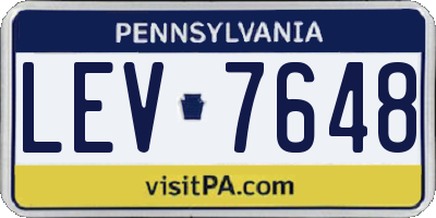 PA license plate LEV7648