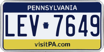 PA license plate LEV7649