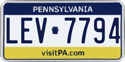 PA license plate LEV7794