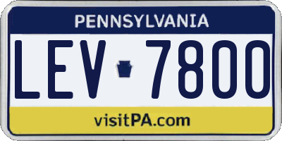 PA license plate LEV7800