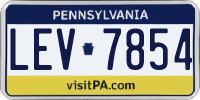 PA license plate LEV7854