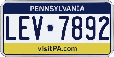 PA license plate LEV7892