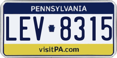PA license plate LEV8315