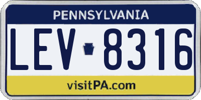 PA license plate LEV8316