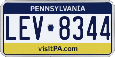 PA license plate LEV8344
