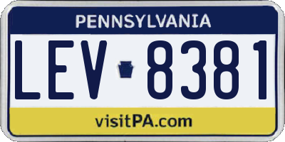 PA license plate LEV8381