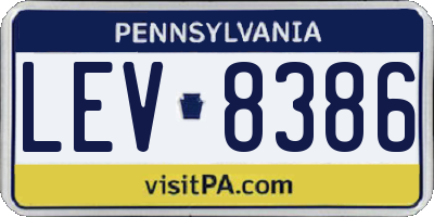 PA license plate LEV8386