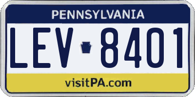 PA license plate LEV8401