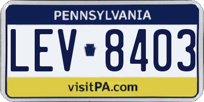 PA license plate LEV8403