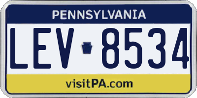 PA license plate LEV8534