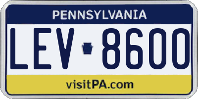 PA license plate LEV8600