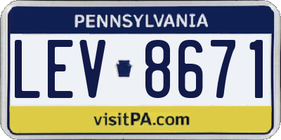 PA license plate LEV8671