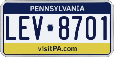 PA license plate LEV8701