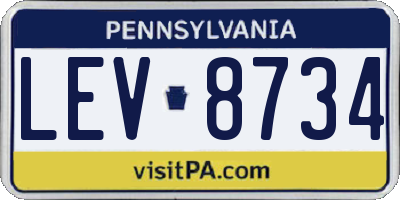 PA license plate LEV8734
