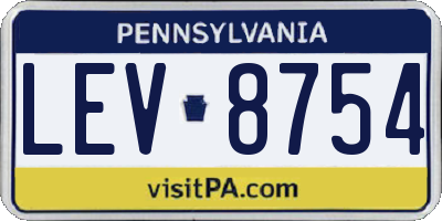 PA license plate LEV8754