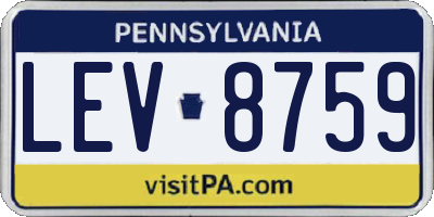 PA license plate LEV8759