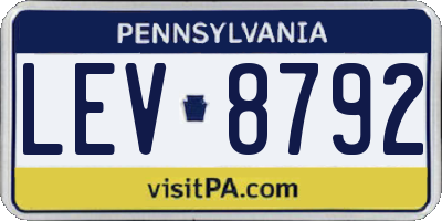 PA license plate LEV8792