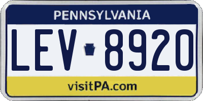 PA license plate LEV8920