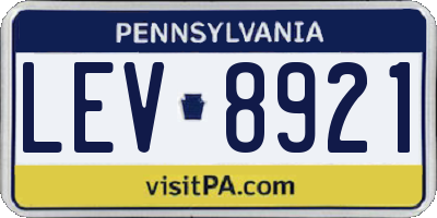 PA license plate LEV8921