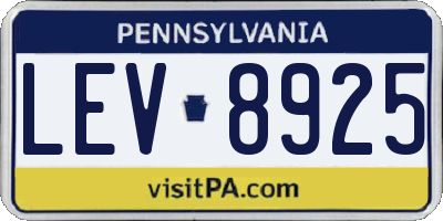 PA license plate LEV8925