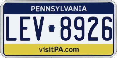 PA license plate LEV8926