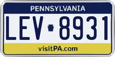 PA license plate LEV8931
