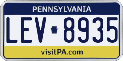 PA license plate LEV8935