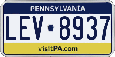 PA license plate LEV8937