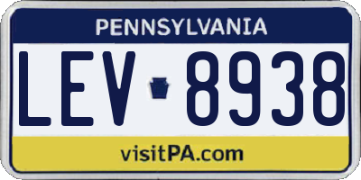 PA license plate LEV8938