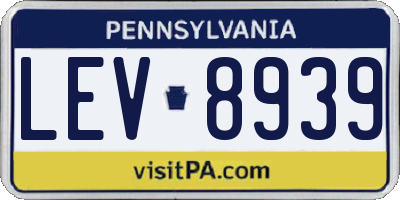 PA license plate LEV8939