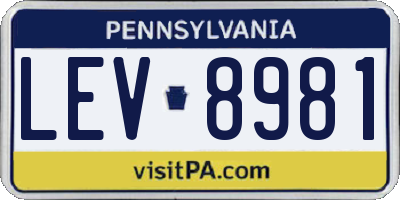 PA license plate LEV8981