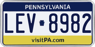 PA license plate LEV8982