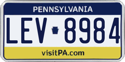 PA license plate LEV8984