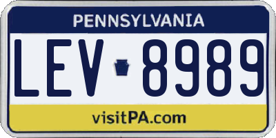 PA license plate LEV8989