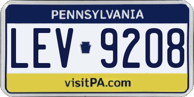 PA license plate LEV9208