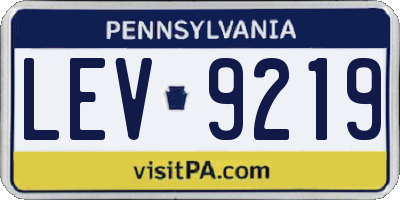 PA license plate LEV9219