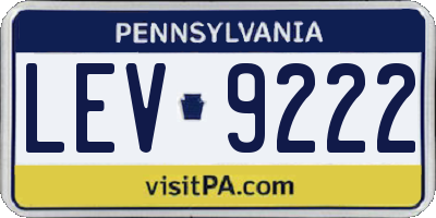 PA license plate LEV9222