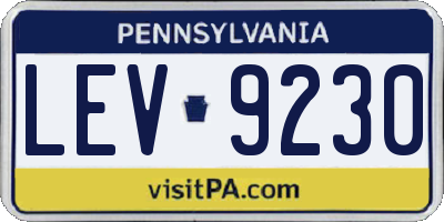 PA license plate LEV9230