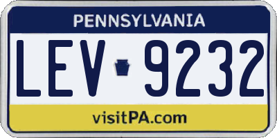 PA license plate LEV9232