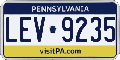 PA license plate LEV9235