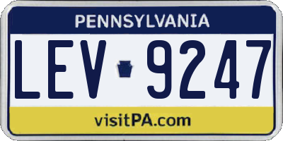 PA license plate LEV9247