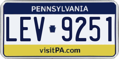 PA license plate LEV9251