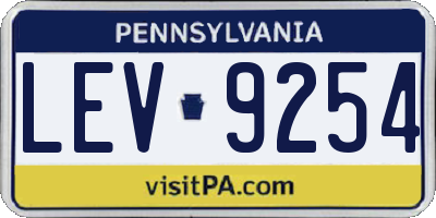 PA license plate LEV9254