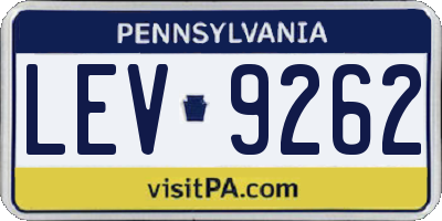 PA license plate LEV9262