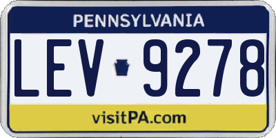 PA license plate LEV9278