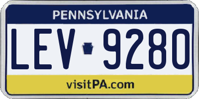 PA license plate LEV9280