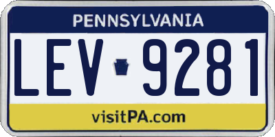 PA license plate LEV9281