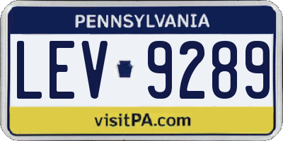 PA license plate LEV9289