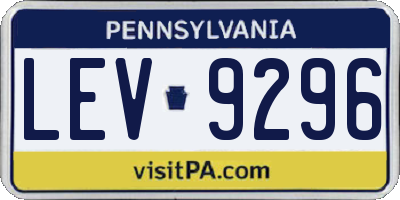 PA license plate LEV9296