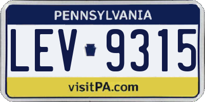 PA license plate LEV9315